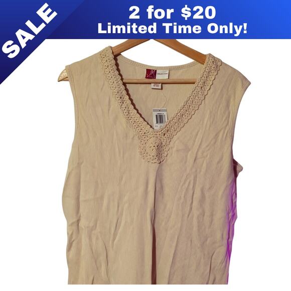 [Sale: 2 for $20!] Crocheted V-Neck Blouse by JM Collection - Size 1X, NWT 0003 - Picture 1 of 8